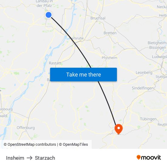 Insheim to Starzach map