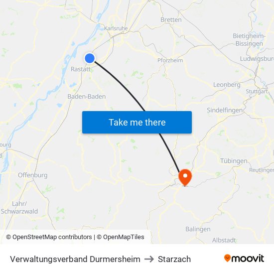 Verwaltungsverband Durmersheim to Starzach map