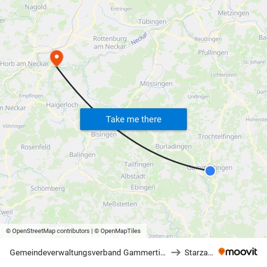 Gemeindeverwaltungsverband Gammertingen to Starzach map