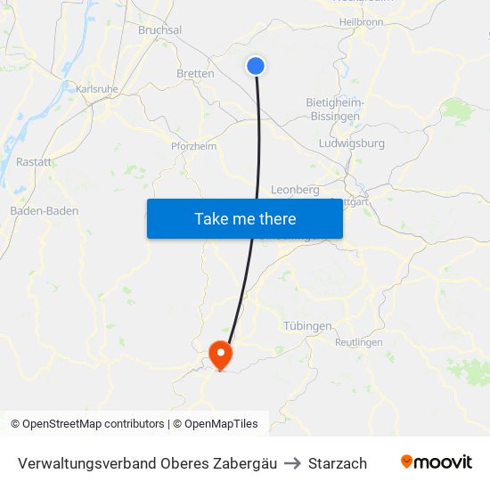 Verwaltungsverband Oberes Zabergäu to Starzach map