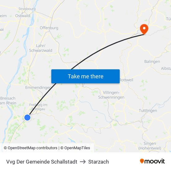 Vvg Der Gemeinde Schallstadt to Starzach map