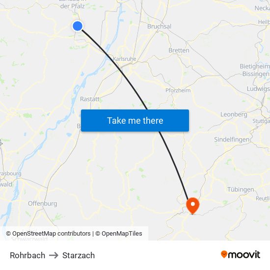 Rohrbach to Starzach map