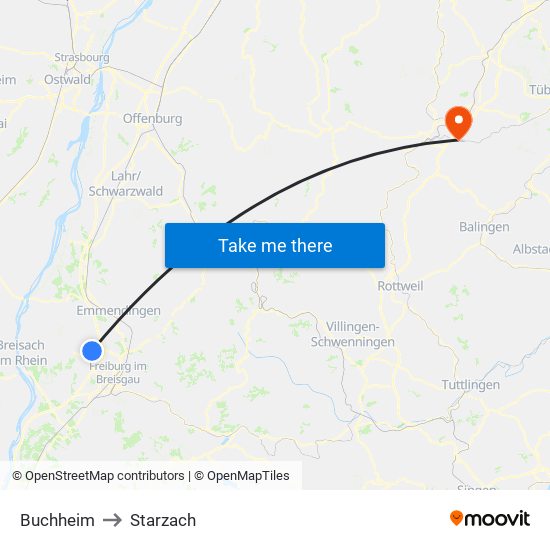 Buchheim to Starzach map