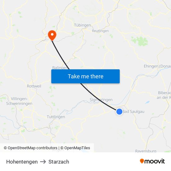 Hohentengen to Starzach map