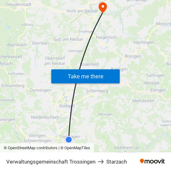 Verwaltungsgemeinschaft Trossingen to Starzach map