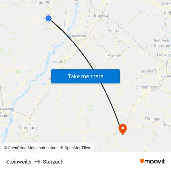 Steinweiler to Starzach map