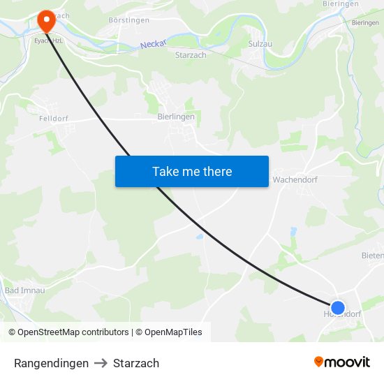 Rangendingen to Starzach map