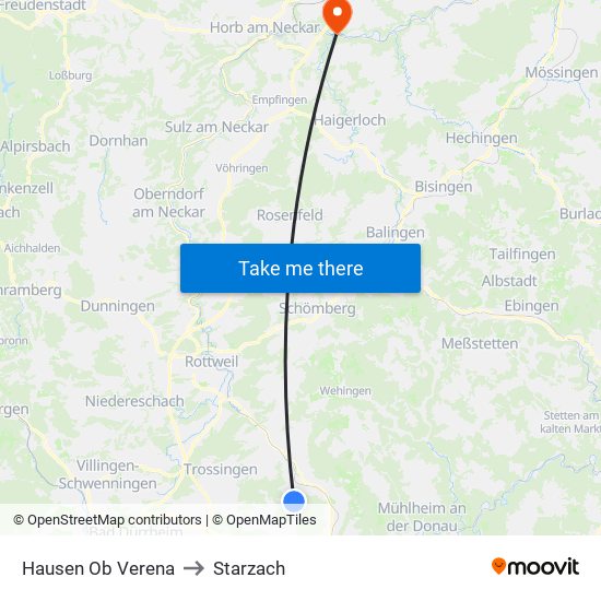 Hausen Ob Verena to Starzach map