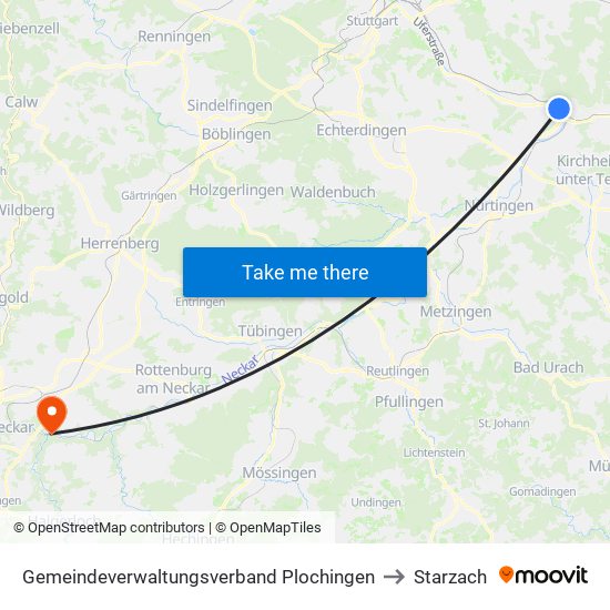 Gemeindeverwaltungsverband Plochingen to Starzach map