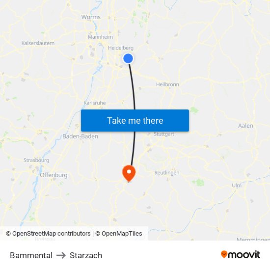 Bammental to Starzach map