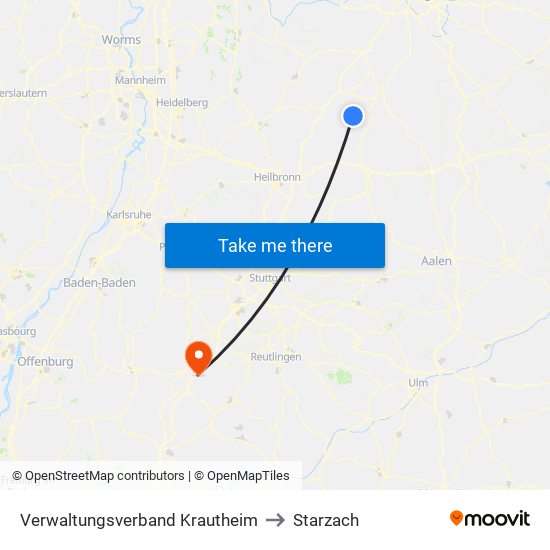 Verwaltungsverband Krautheim to Starzach map