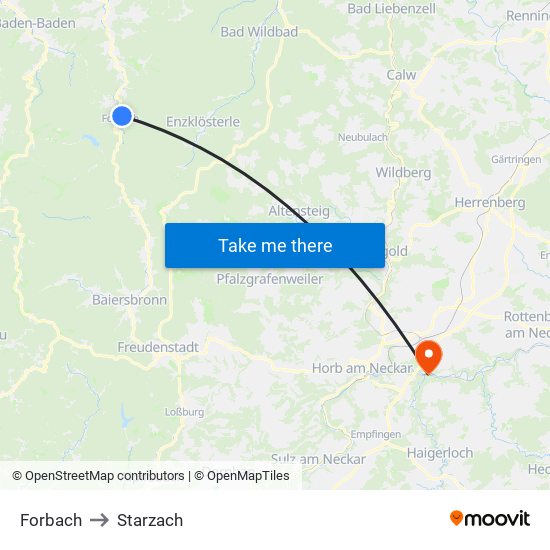 Forbach to Starzach map