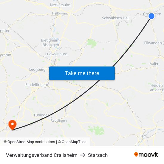 Verwaltungsverband Crailsheim to Starzach map