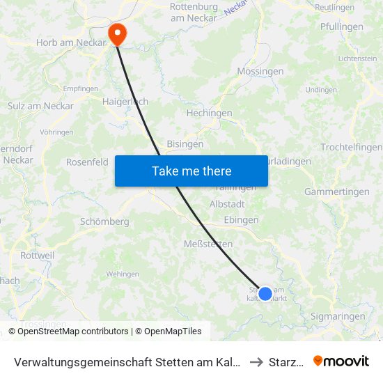 Verwaltungsgemeinschaft Stetten am Kalten Markt to Starzach map