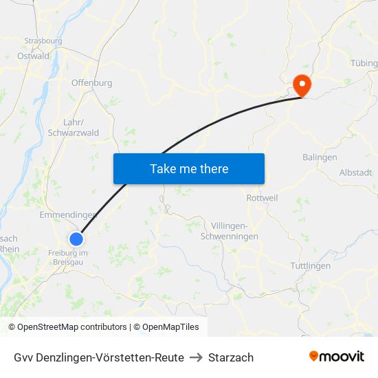 Gvv Denzlingen-Vörstetten-Reute to Starzach map