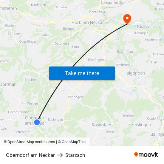 Oberndorf am Neckar to Starzach map