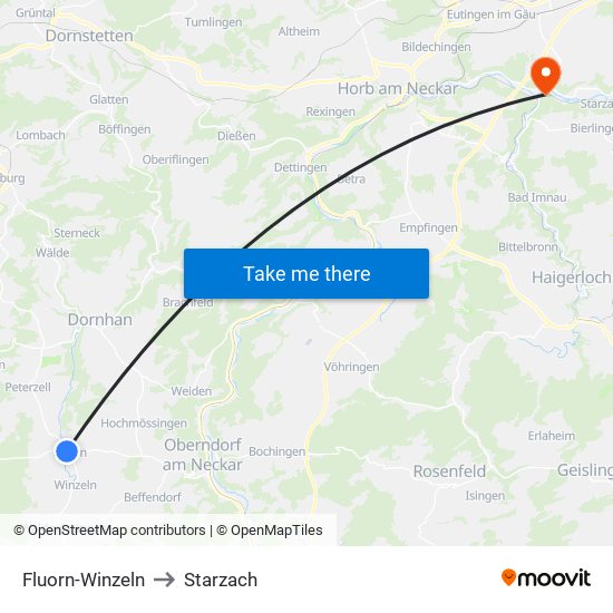 Fluorn-Winzeln to Starzach map