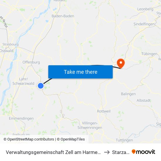 Verwaltungsgemeinschaft Zell am Harmersbach to Starzach map