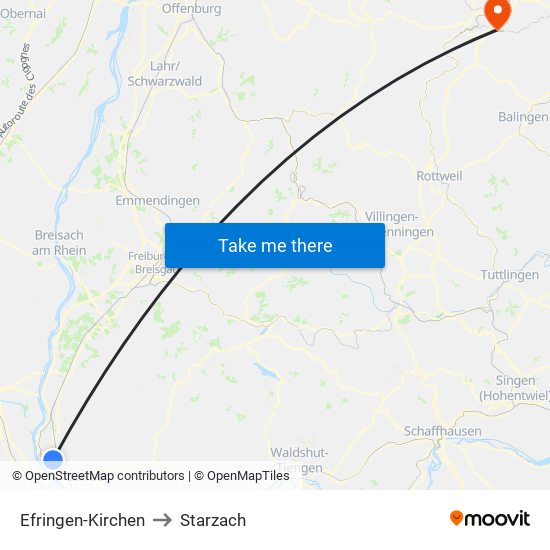 Efringen-Kirchen to Starzach map