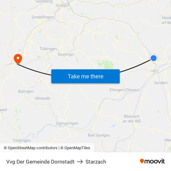 Vvg Der Gemeinde Dornstadt to Starzach map