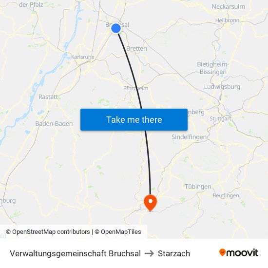 Verwaltungsgemeinschaft Bruchsal to Starzach map