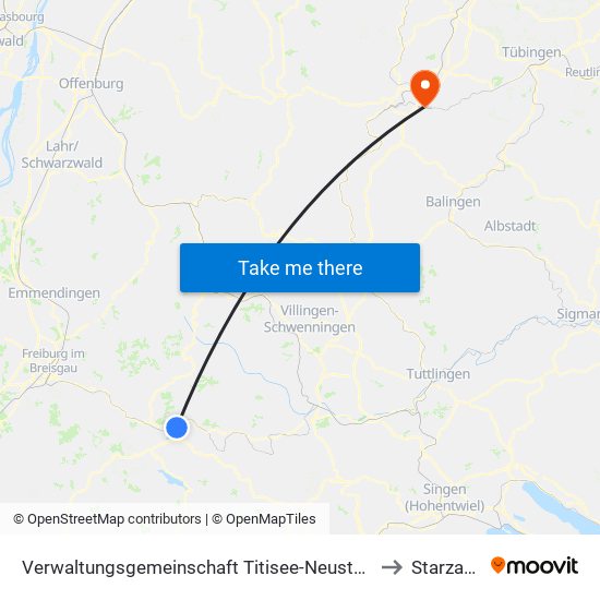 Verwaltungsgemeinschaft Titisee-Neustadt to Starzach map