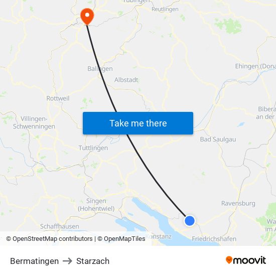 Bermatingen to Starzach map