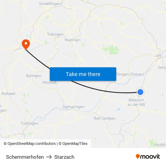 Schemmerhofen to Starzach map