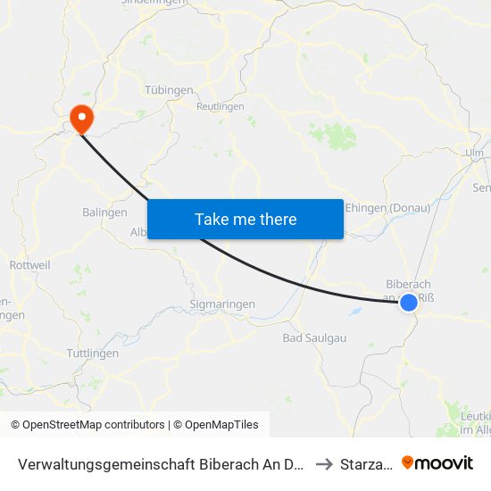 Verwaltungsgemeinschaft Biberach An Der Riß to Starzach map