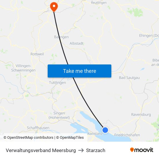 Verwaltungsverband Meersburg to Starzach map