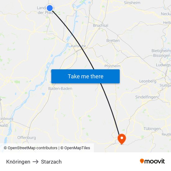 Knöringen to Starzach map