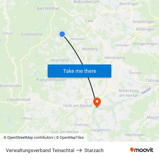 Verwaltungsverband Teinachtal to Starzach map