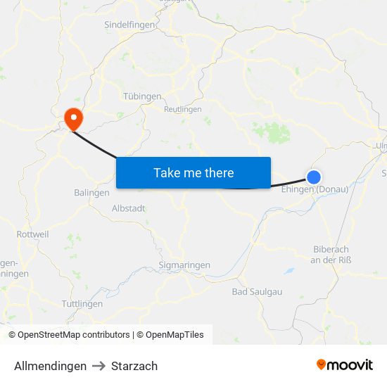 Allmendingen to Starzach map