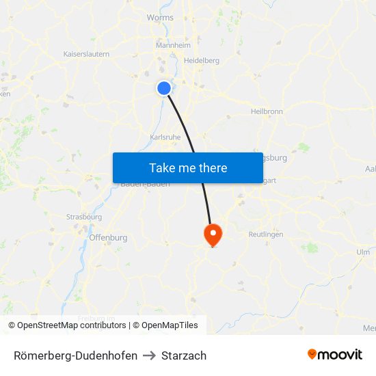 Römerberg-Dudenhofen to Starzach map