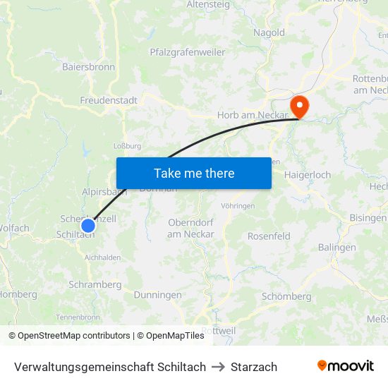 Verwaltungsgemeinschaft Schiltach to Starzach map