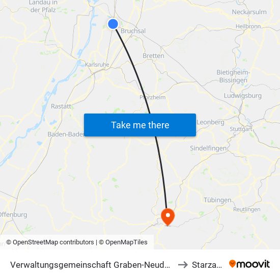 Verwaltungsgemeinschaft Graben-Neudorf to Starzach map