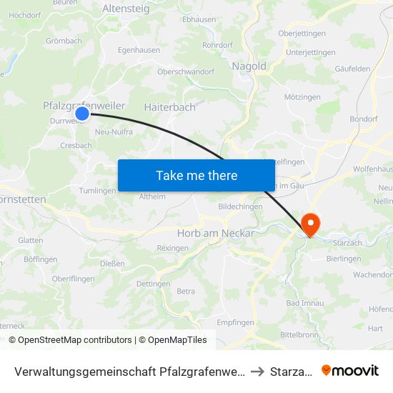 Verwaltungsgemeinschaft Pfalzgrafenweiler to Starzach map
