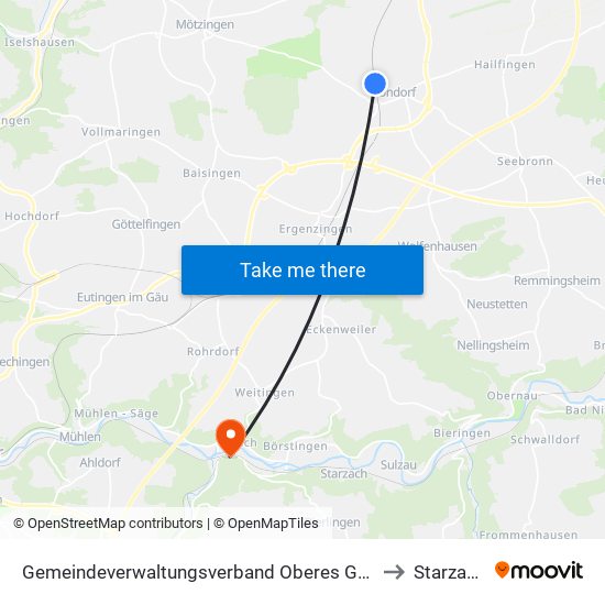 Gemeindeverwaltungsverband Oberes Gäu to Starzach map