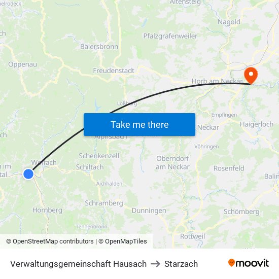 Verwaltungsgemeinschaft Hausach to Starzach map
