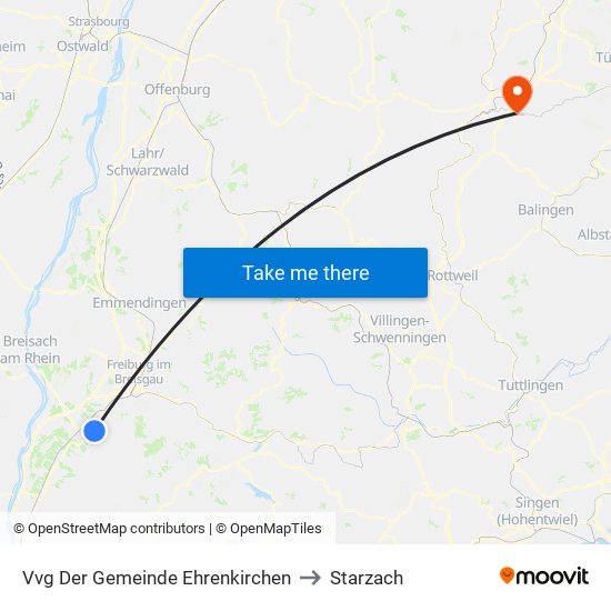 Vvg Der Gemeinde Ehrenkirchen to Starzach map