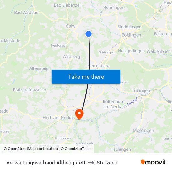 Verwaltungsverband Althengstett to Starzach map