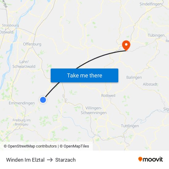 Winden Im Elztal to Starzach map