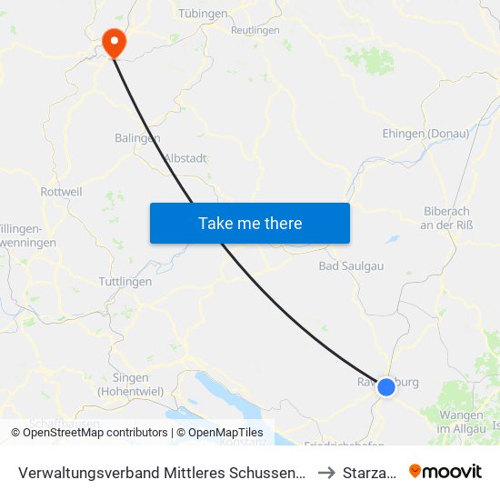 Verwaltungsverband Mittleres Schussental to Starzach map