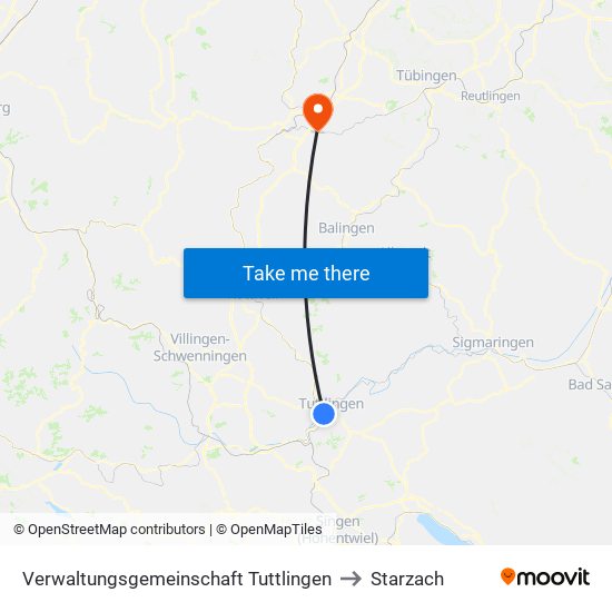 Verwaltungsgemeinschaft Tuttlingen to Starzach map