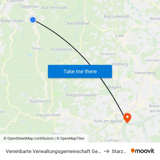 Vereinbarte Verwaltungsgemeinschaft Gernsbach to Starzach map