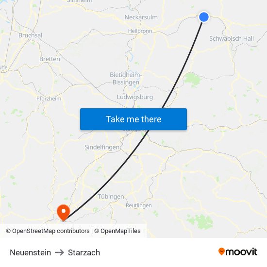 Neuenstein to Starzach map