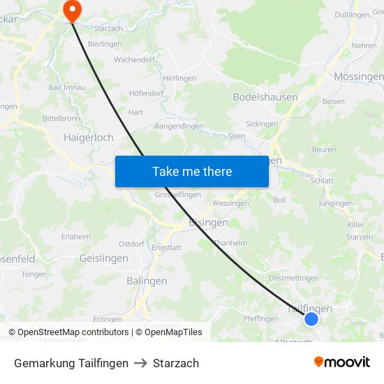 Gemarkung Tailfingen to Starzach map