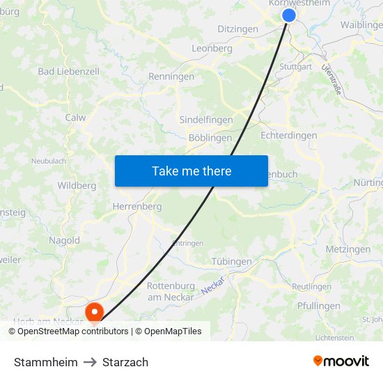 Stammheim to Starzach map