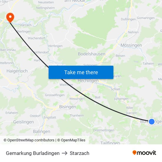 Gemarkung Burladingen to Starzach map