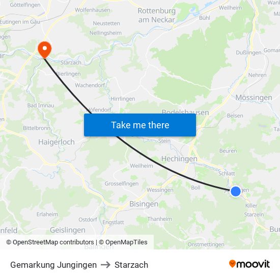 Gemarkung Jungingen to Starzach map